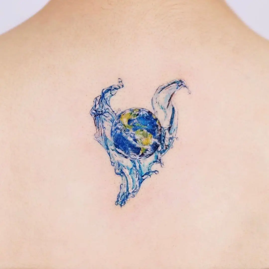 A vibrant depiction of Earth and water waves