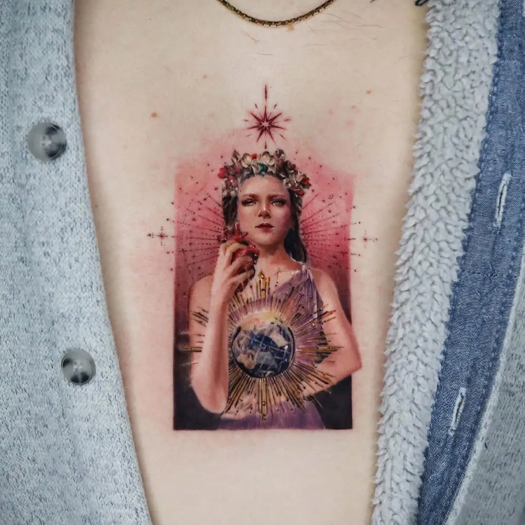 Stunning Earth-Inspired Tattoo with Ethereal Vibes
