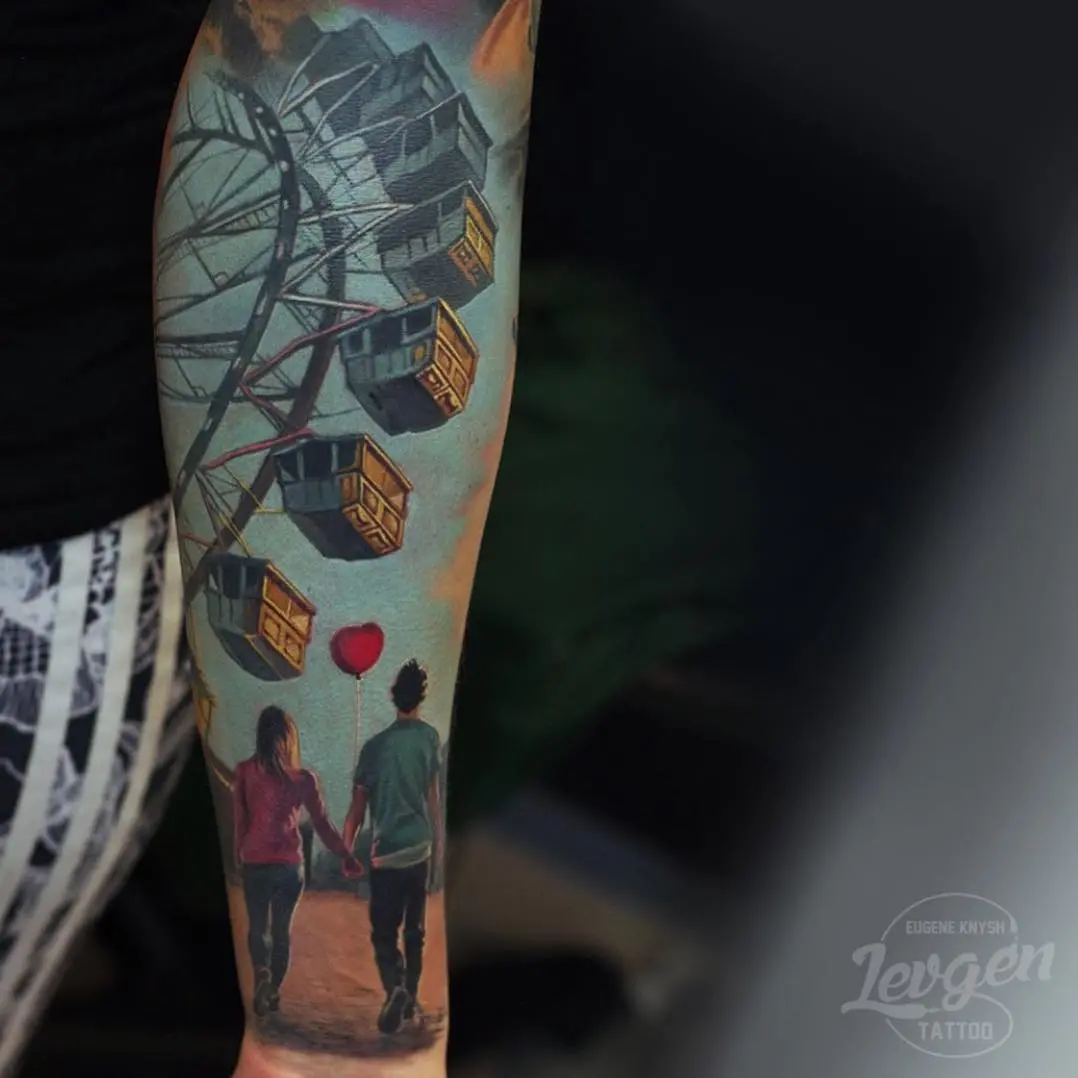 Romantic ferris wheel tattoo depicting love and joy