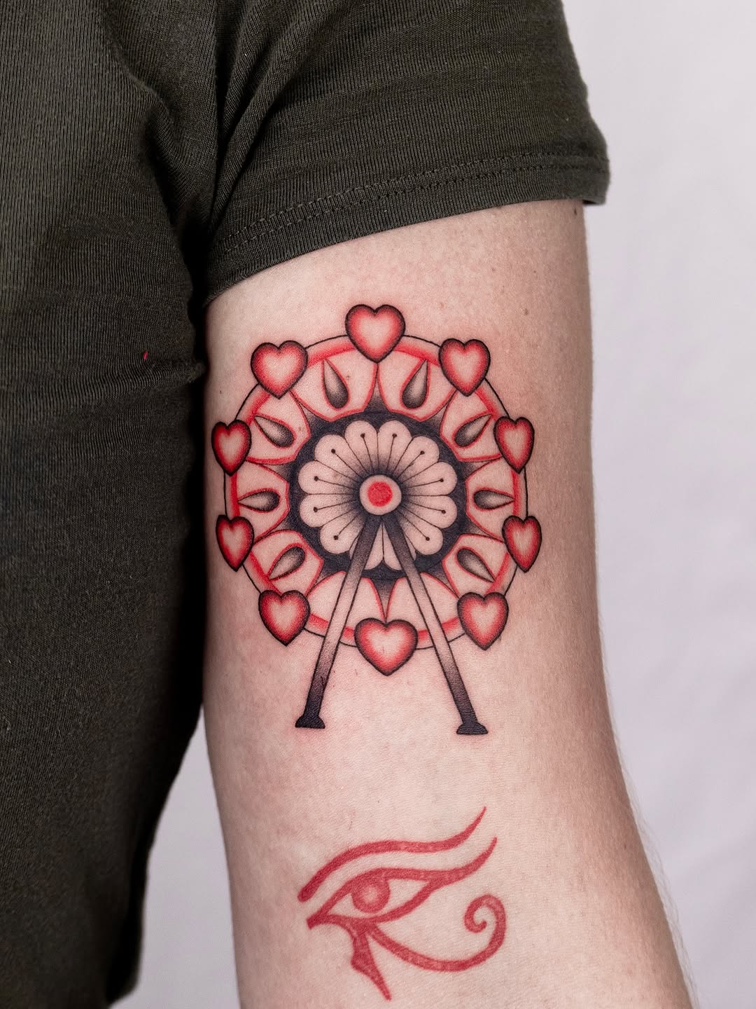 Charming Ferris Wheel Tattoo with Heart Details