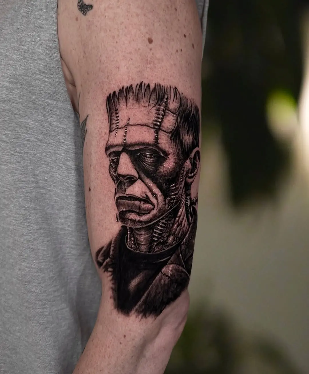 Detailed portrait of Frankenstein's monster tattoo