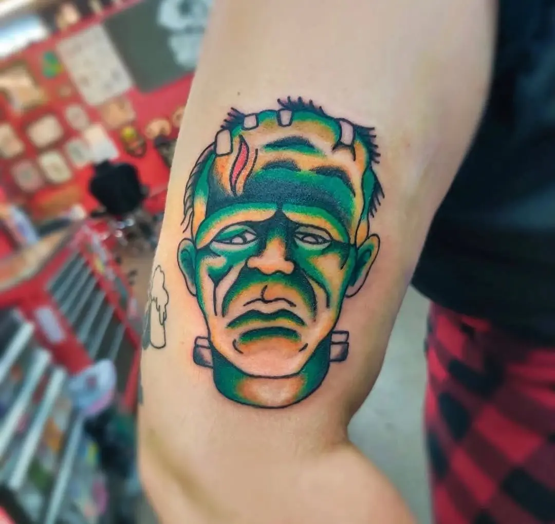 Vibrant Frankenstein Tattoo on the Arm