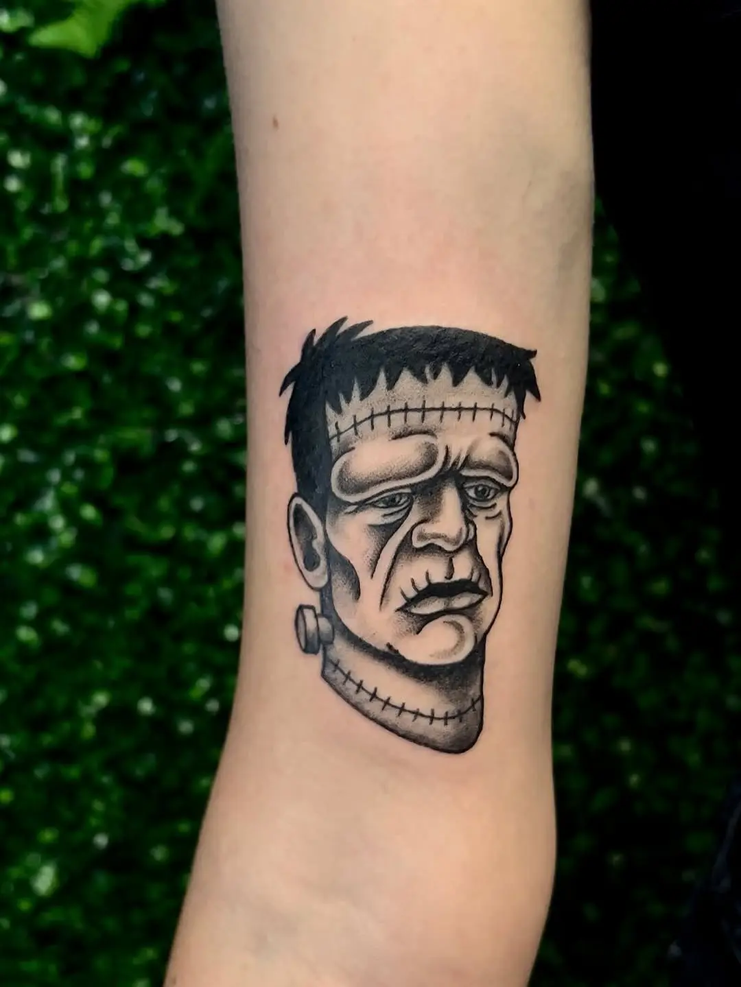 Classic Frankenstein Portrait Tattoo on Arm