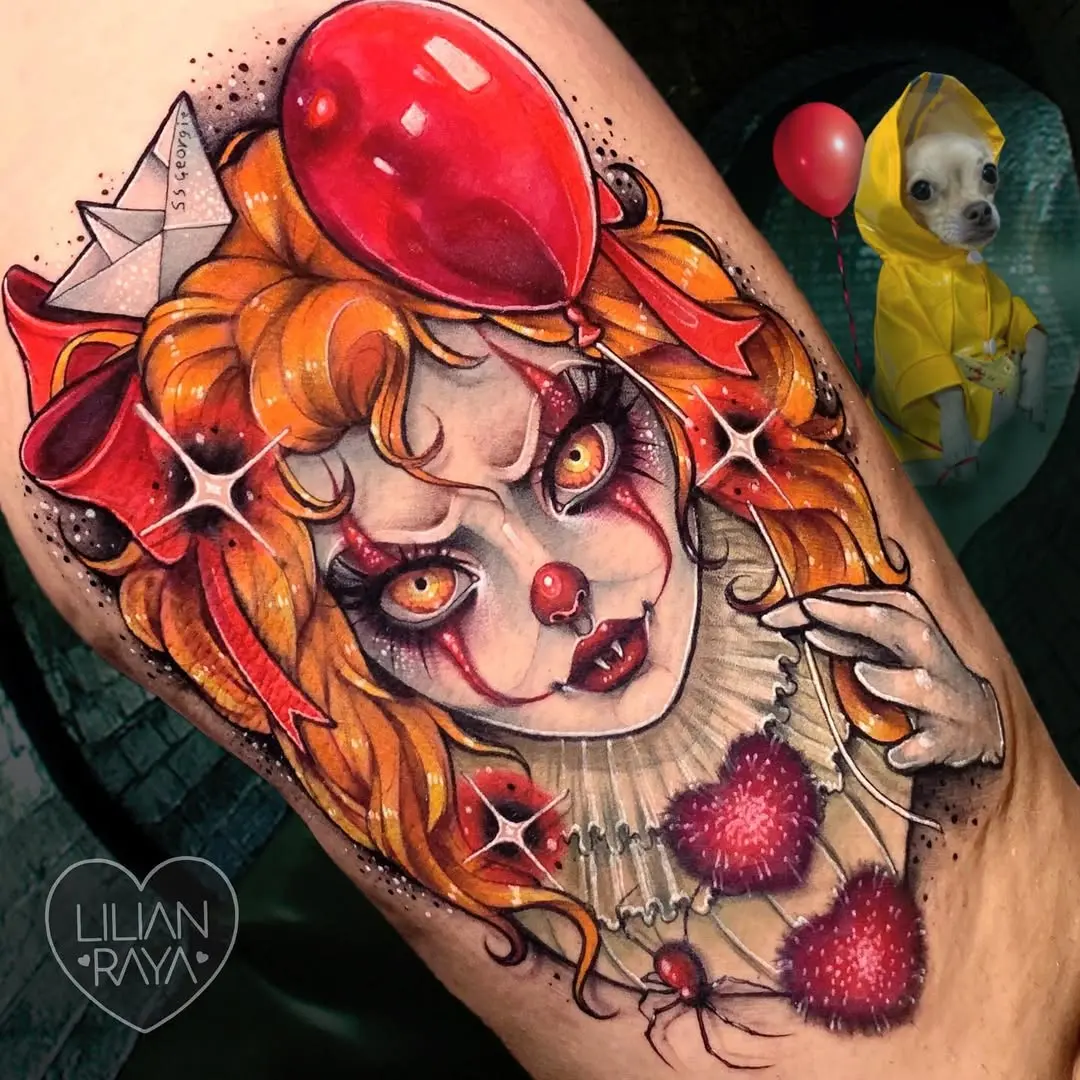 Eerily Captivating Clown Tattoo Design