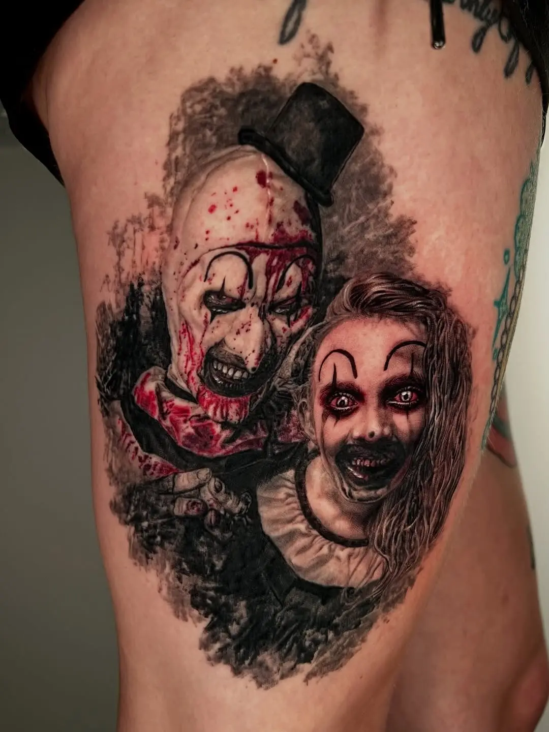 Chilling depiction of horror-themed tattoos