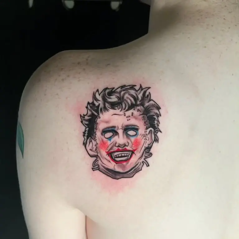 Creepy monster face tattoo with chilling vibes