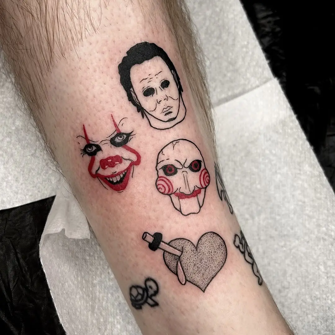 Vibrant horror tattoo collection on display