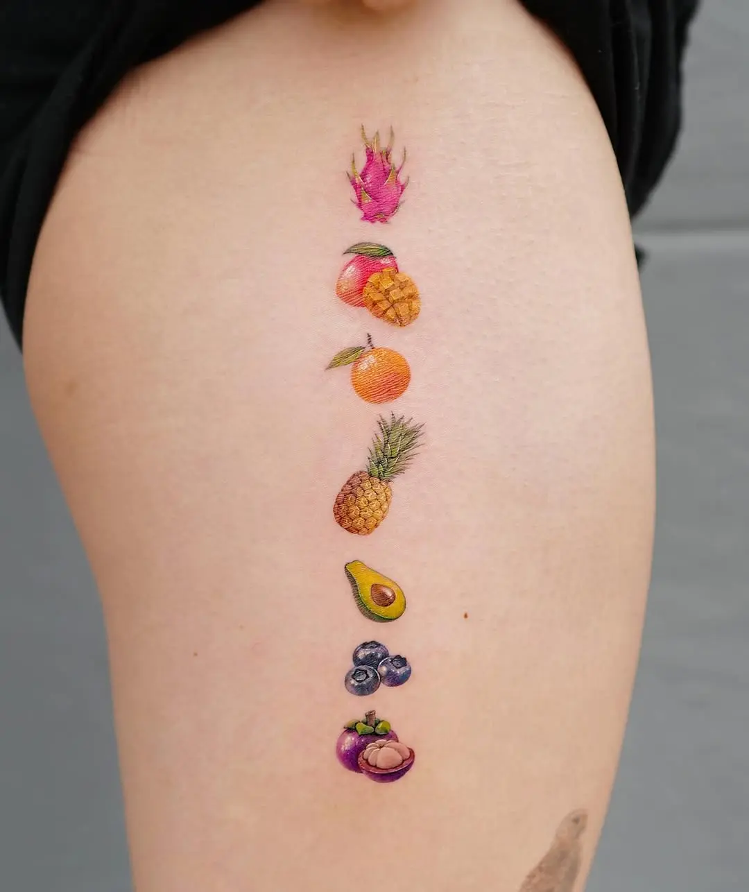 Stunning Colorful Pineapple and Fruit Tattoos