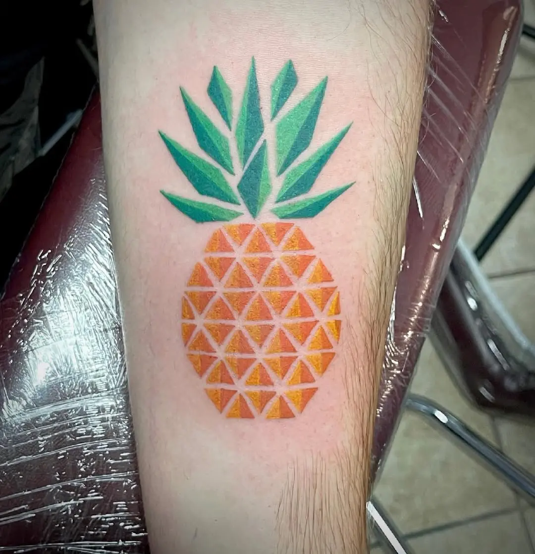 Stylish geometric pineapple tattoo for tropical vibes
