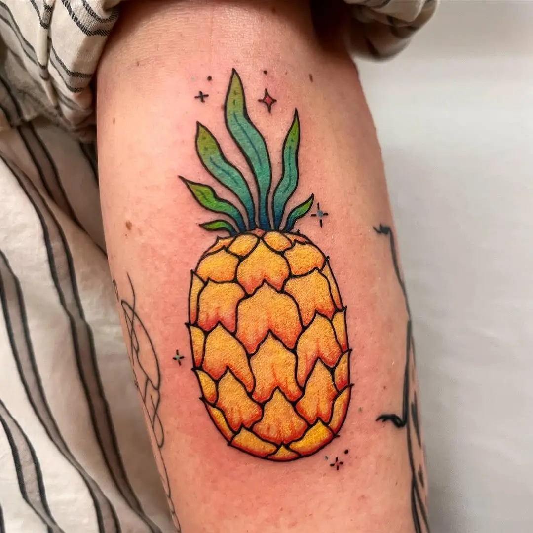 Vivid Pineapple Tattoo Illustrating Tropical Vibes