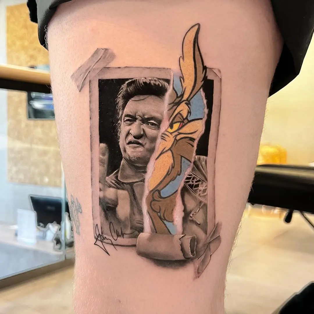 Vintage-inspired pop art tattoo with character flair