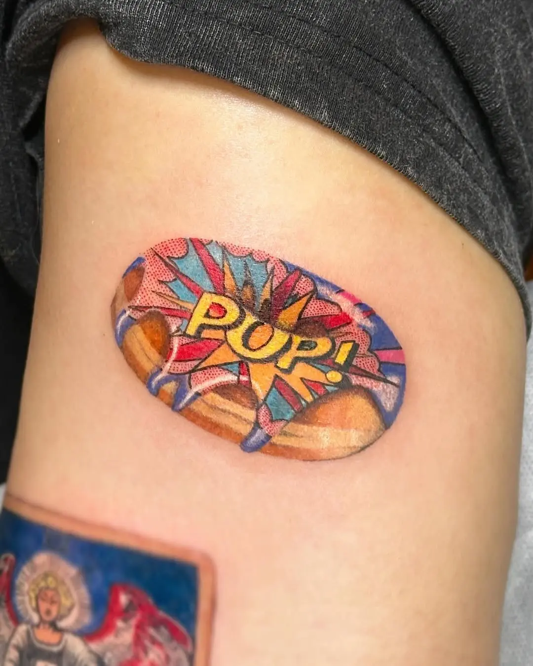 Vibrant explosion of color in a tattoo
