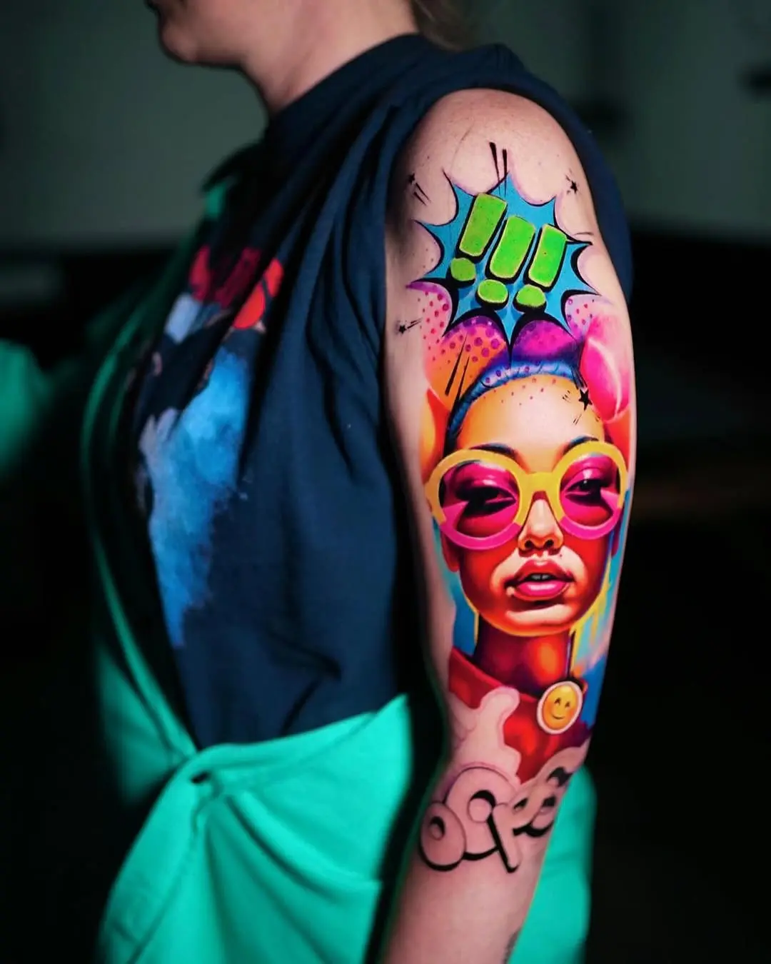 Vibrant Pop Art Tattoo Showcase on Arm