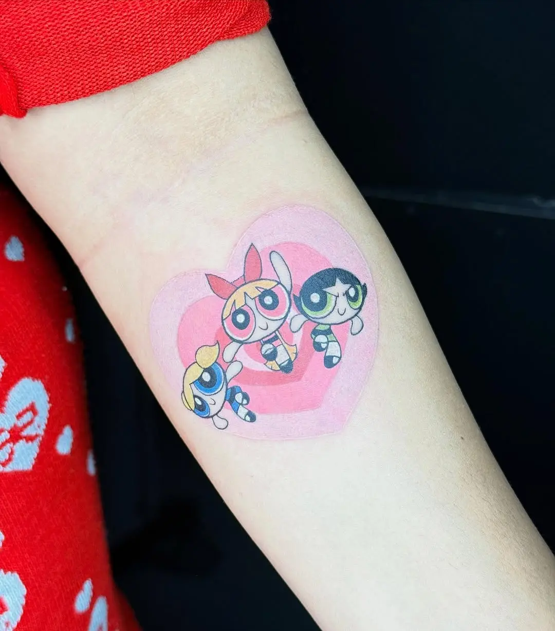 Charming Pop Art Powerpuff Girls Tattoo