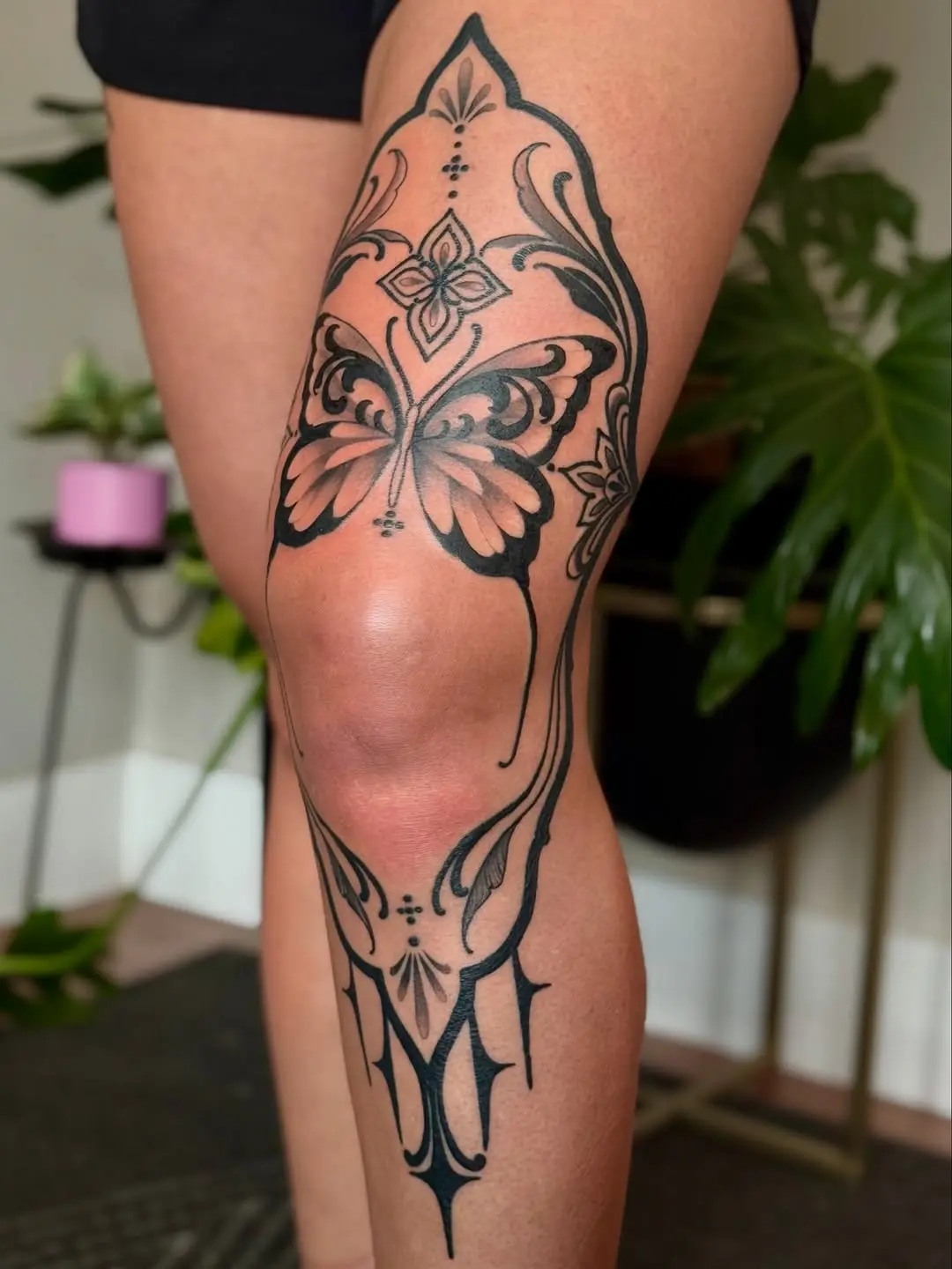 Elegant butterfly with intricate floral motifs