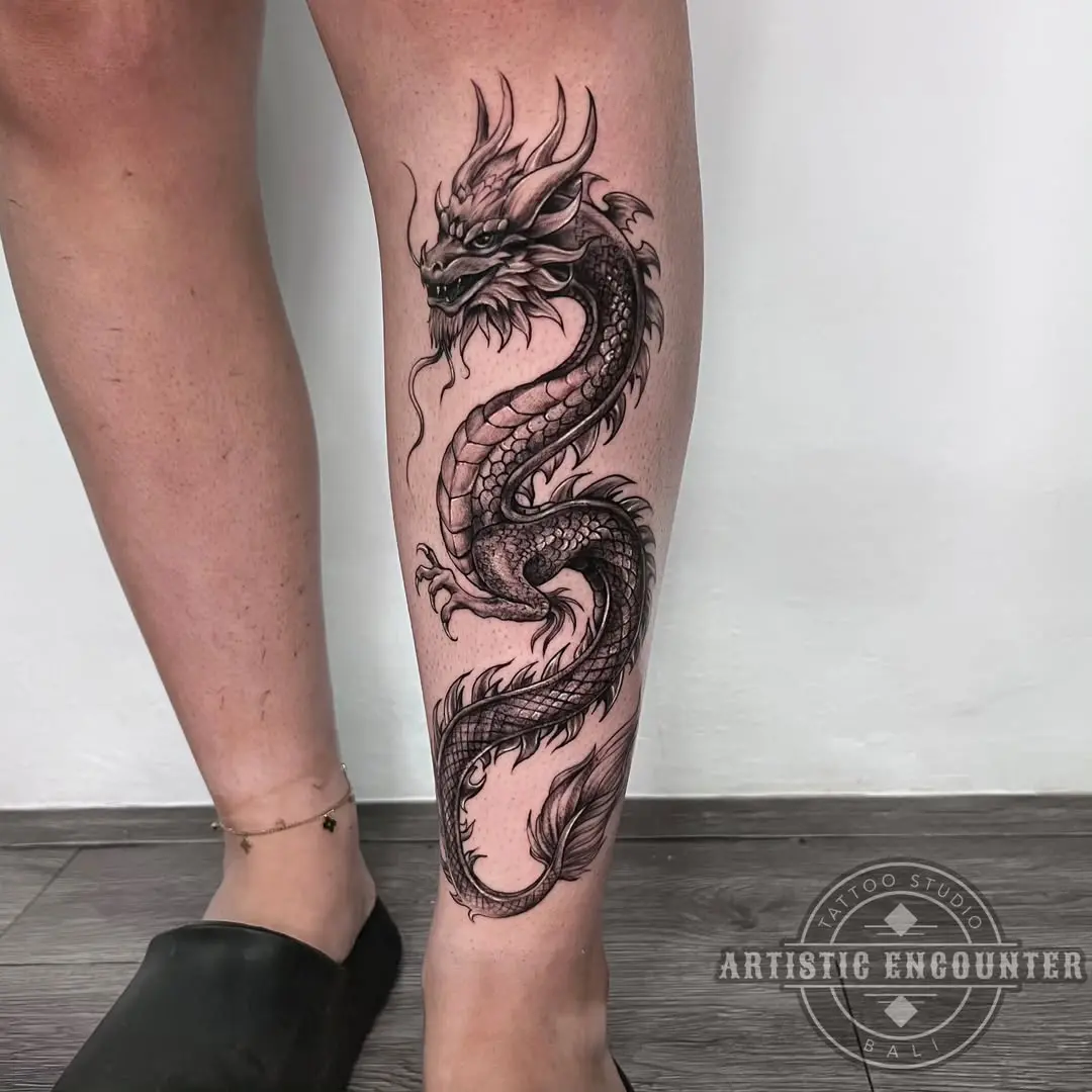 Bold dragon tattoo showcasing intricate detailing