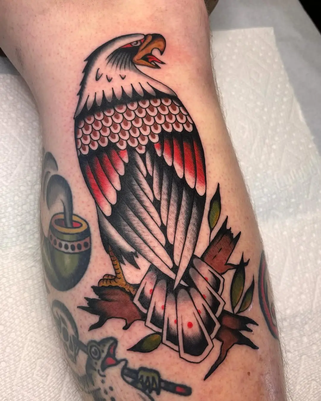 Bold eagle tattoo showcasing vibrant artistry