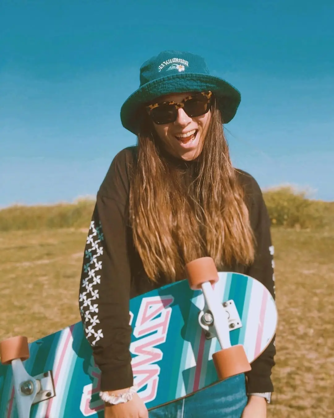 Casual skate vibes in a colorful outfit