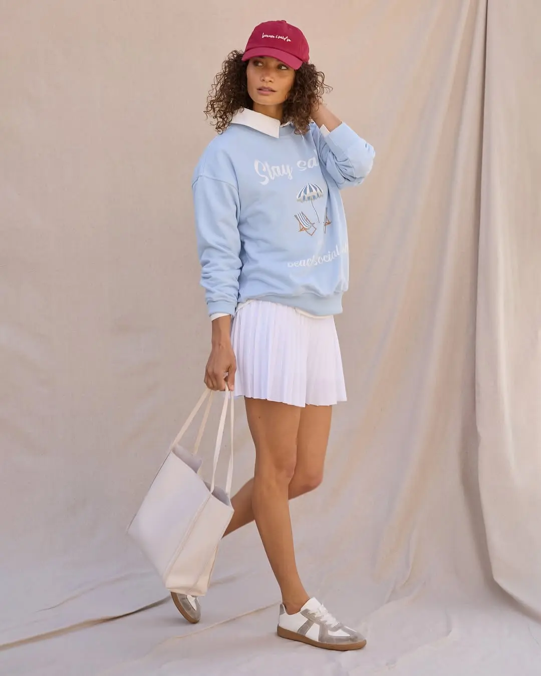 Casual Sporty Chic Outfit with Sweater and Skirt