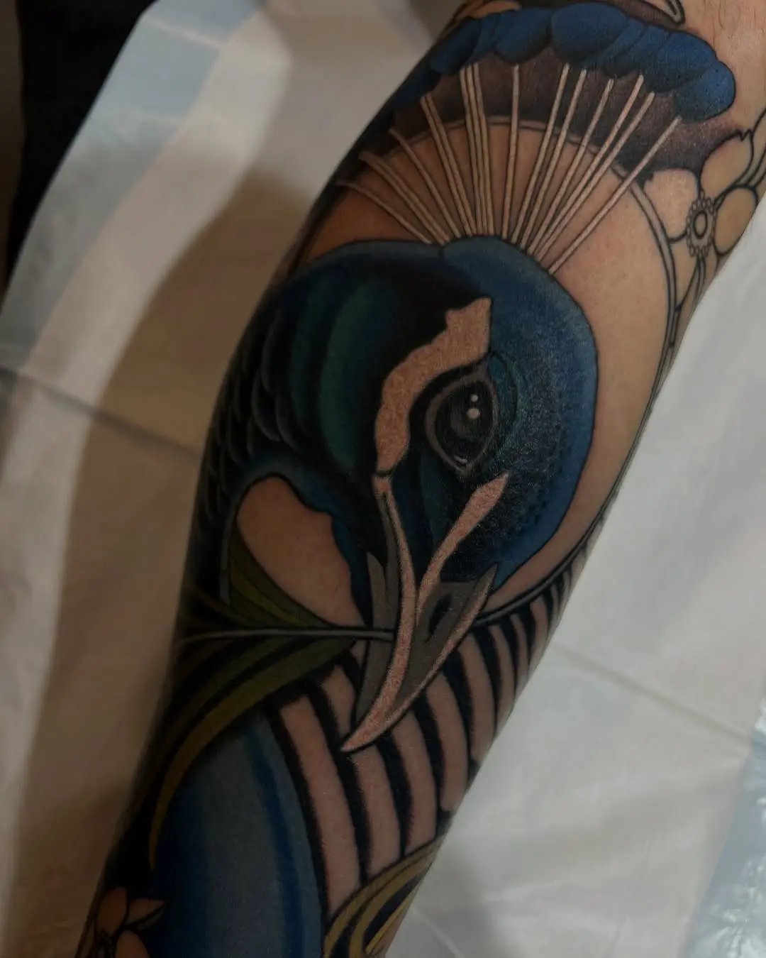 Stunning Peacock Tattoo with Vibrant Colors
