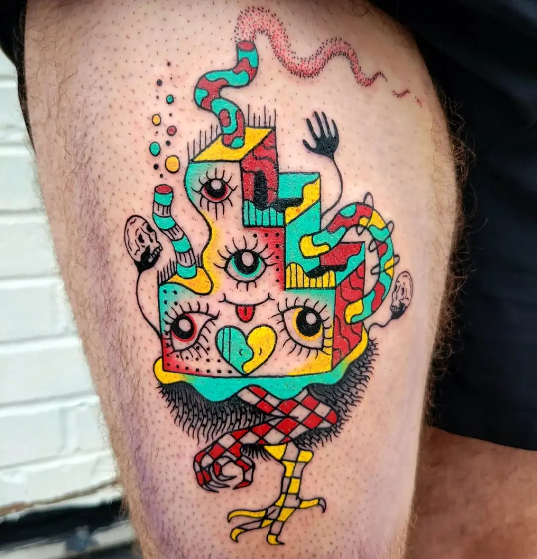 Whimsical Pop Art Tattoo Full of Color