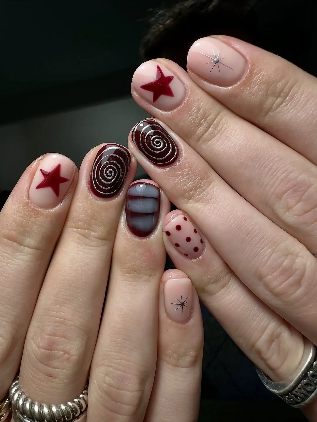 Charming winter nails with playful designs