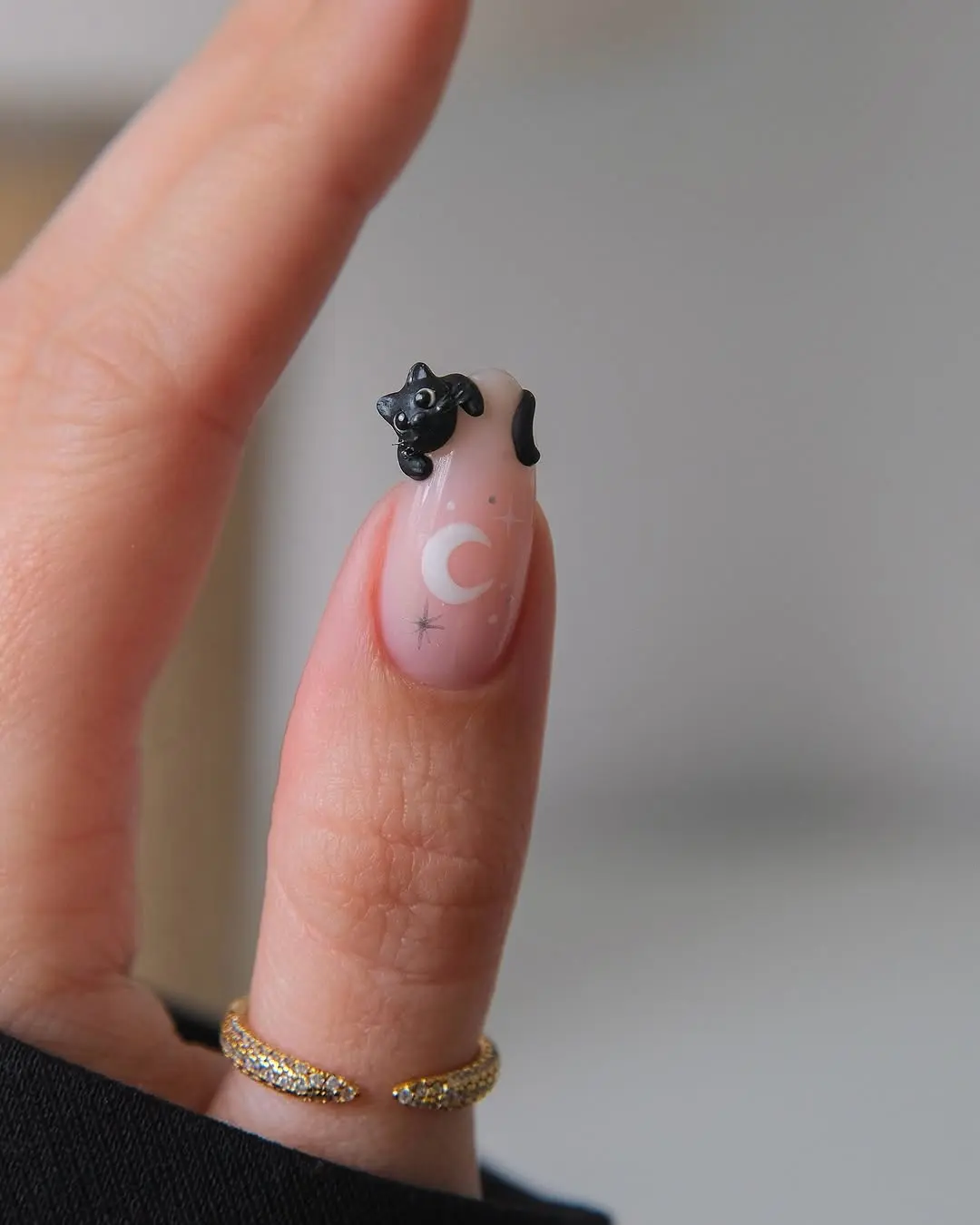 Cute winter nails with a celestial theme