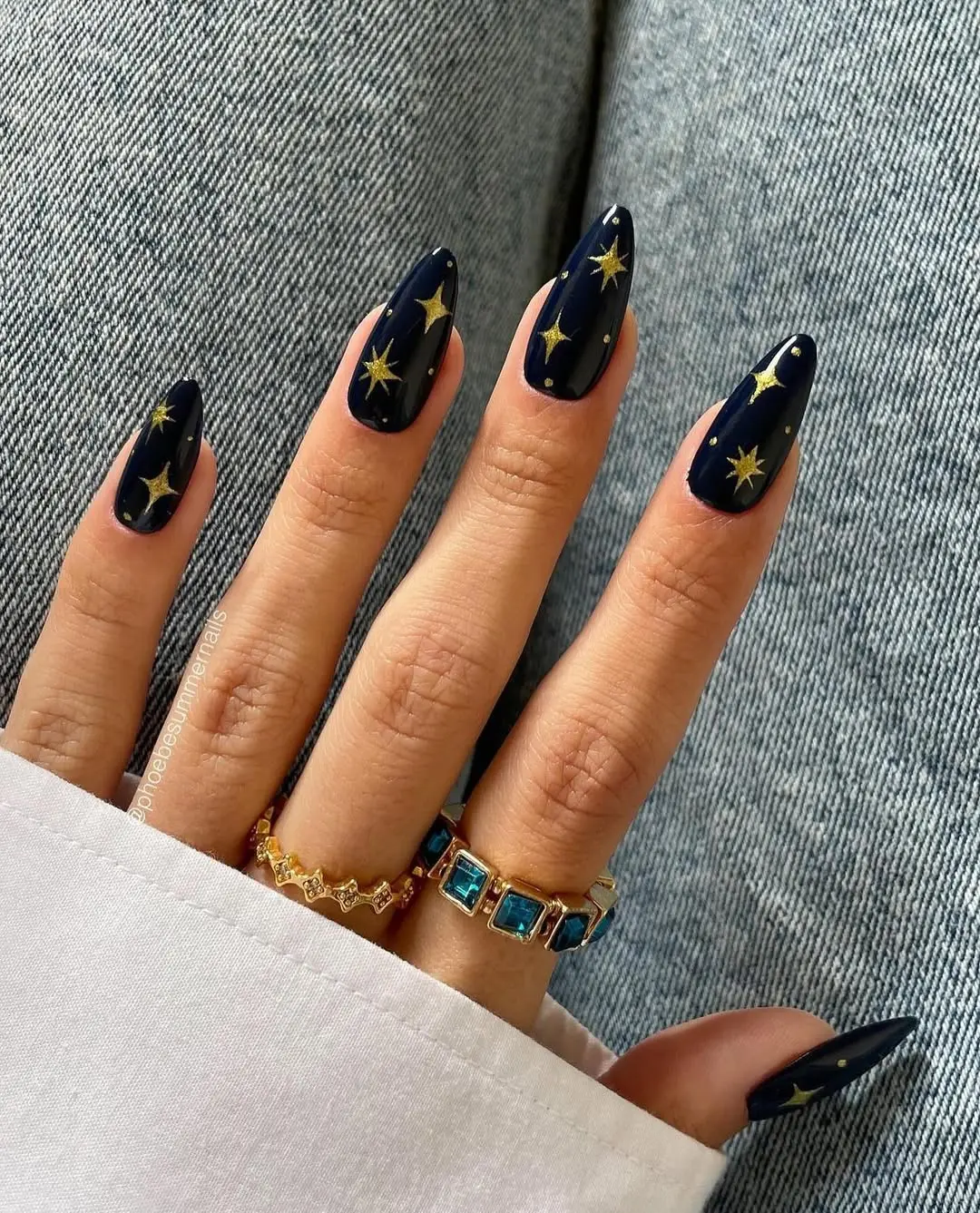 Elegant starry night winter nail design