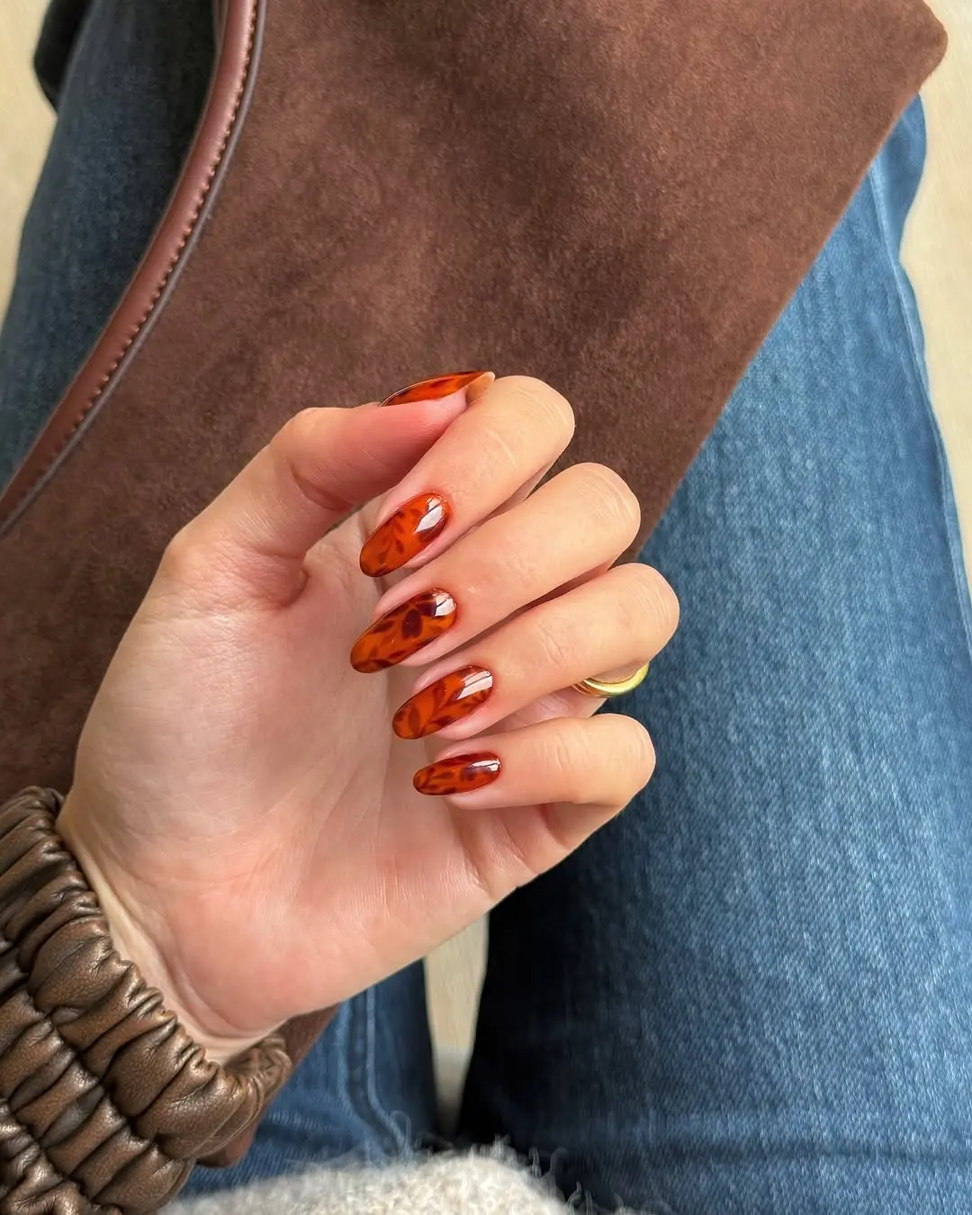 Chic Tortoise Shell Winter Nail Design