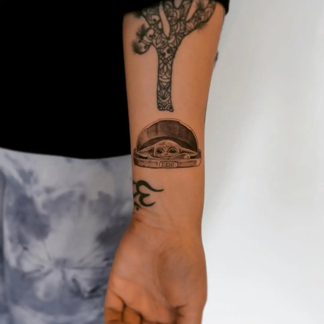 Unique Yoda Tattoo Showcasing Galactic Wisdom