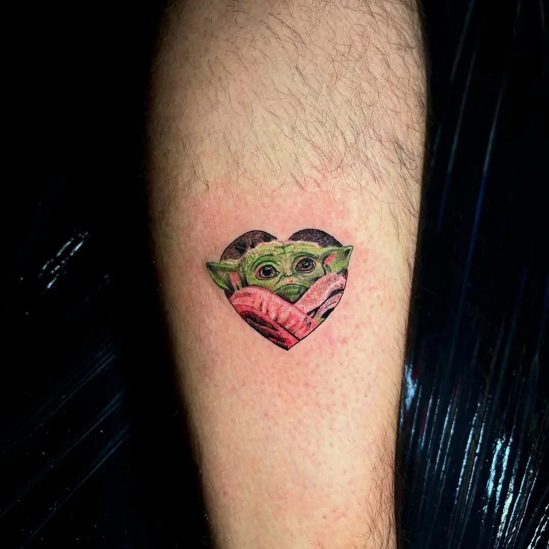 Charming Yoda Tattoo in Heart Shape