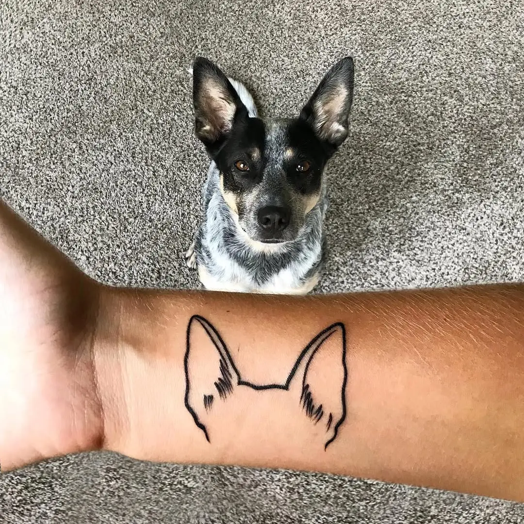 Stylish ear tattoo inspired by a dog