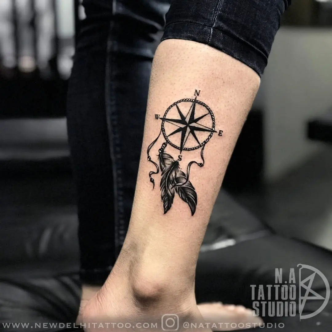 A fusion of compass and dreamcatcher art