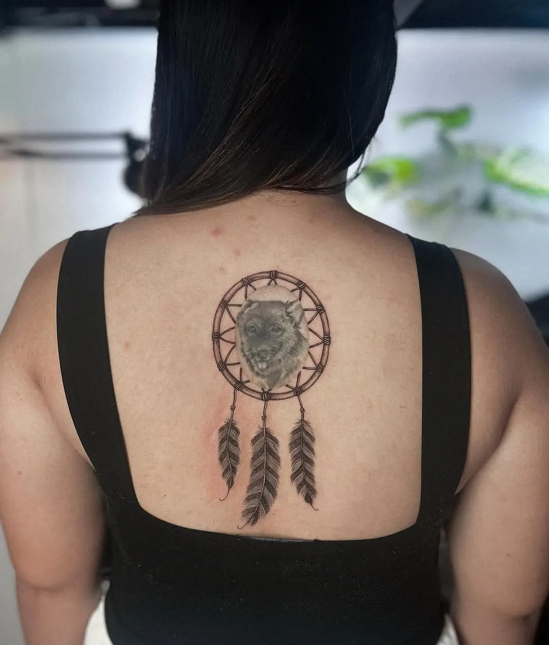A stunning dreamcatcher with wolf symbolism