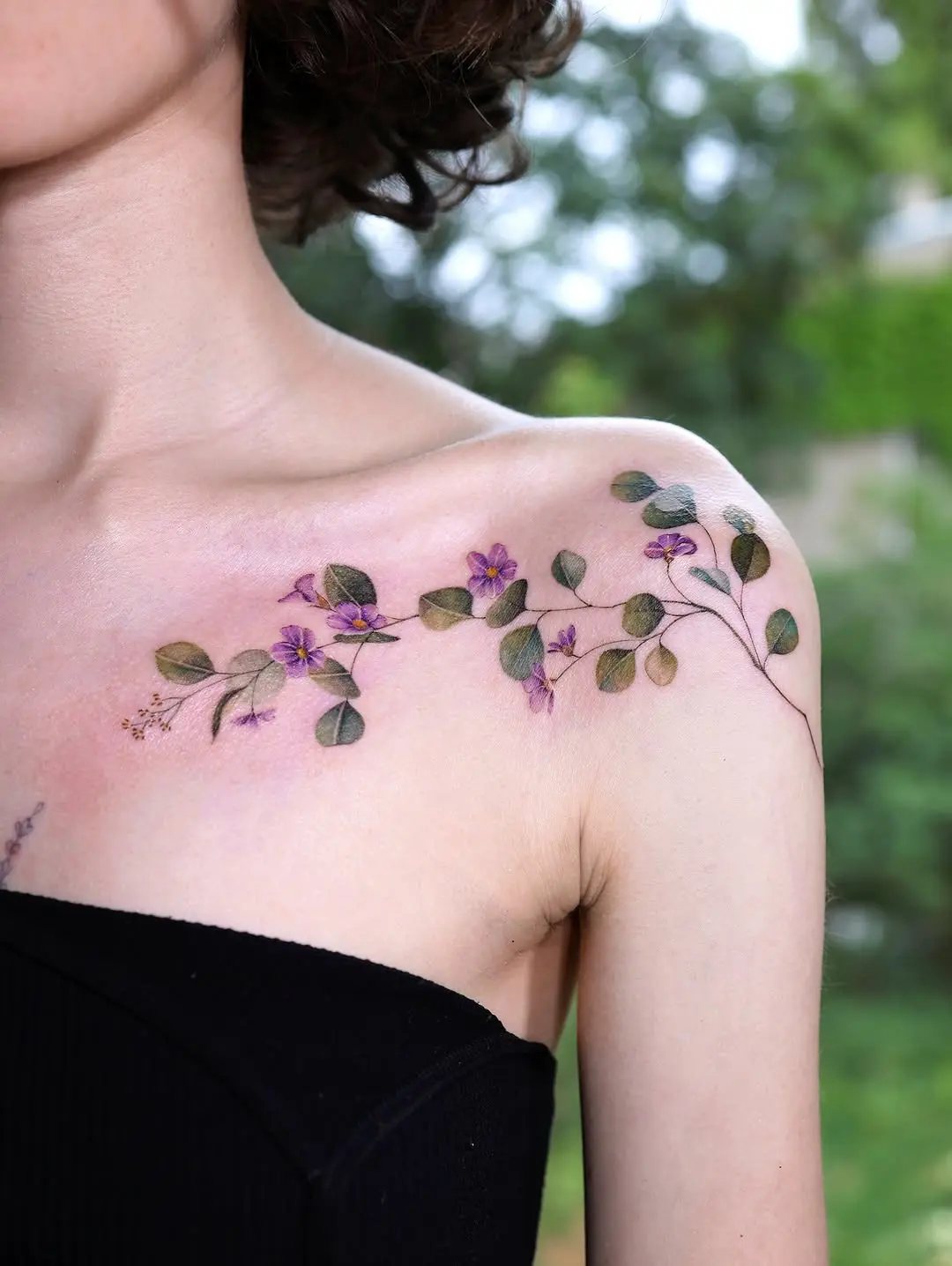 Beautiful eucalyptus tattoo with delicate details