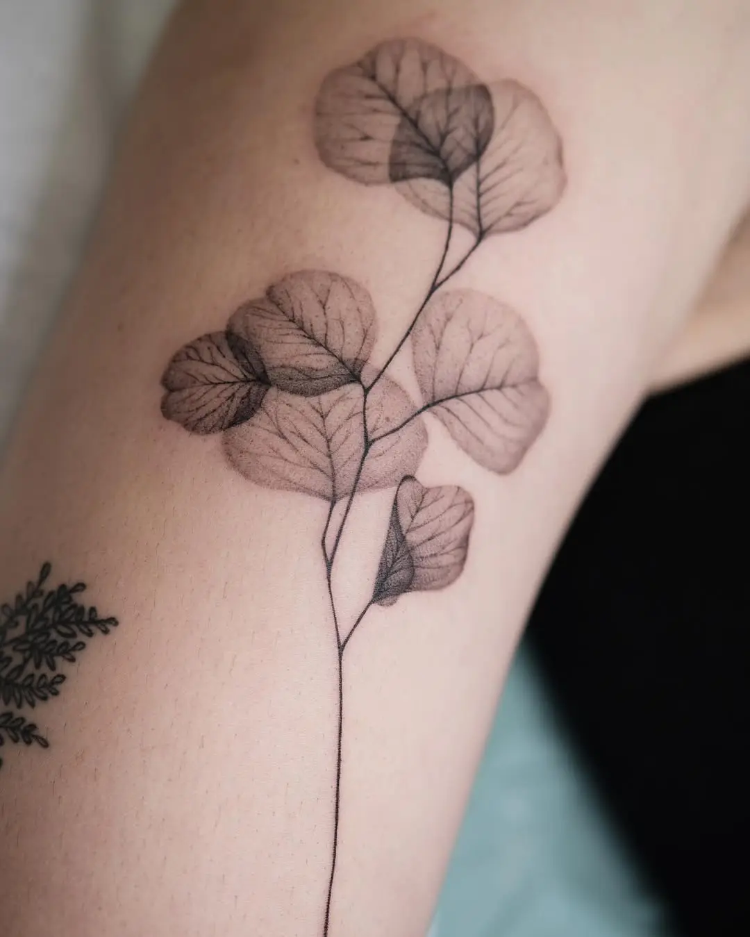 Elegant Eucalyptus Tattoo in Delicate Ink Design