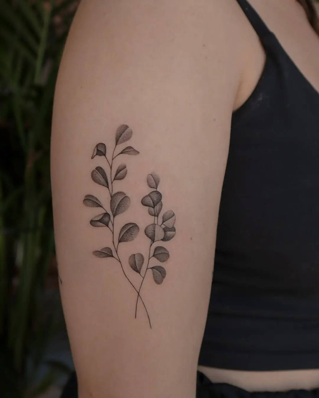 Stunning eucalyptus tattoo with botanical elegance