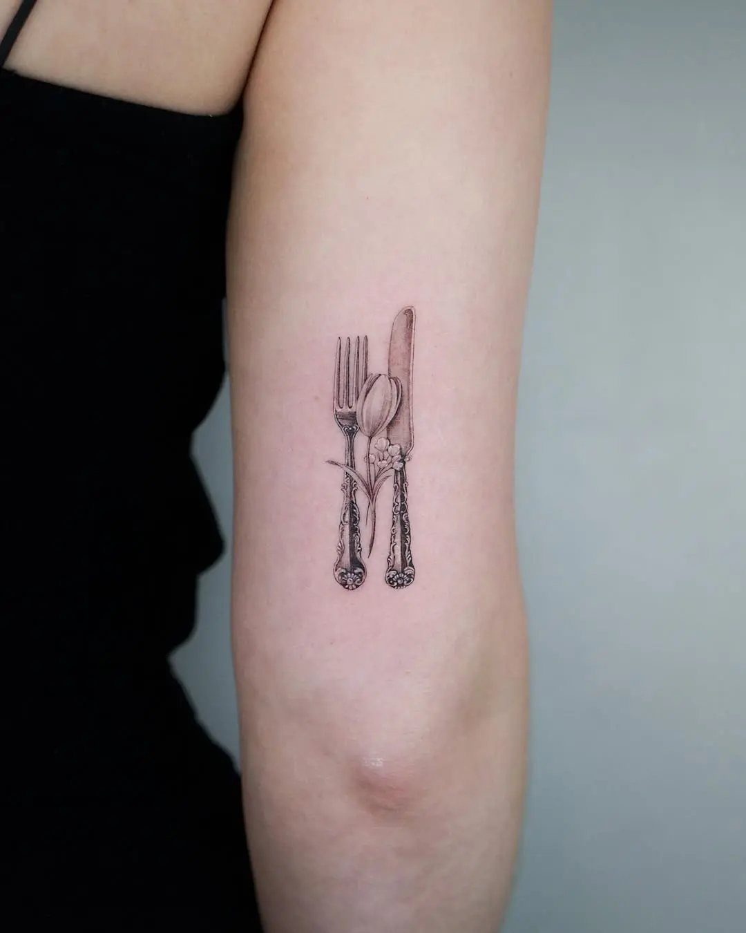 Artful Fork and Knife Tattoo Design