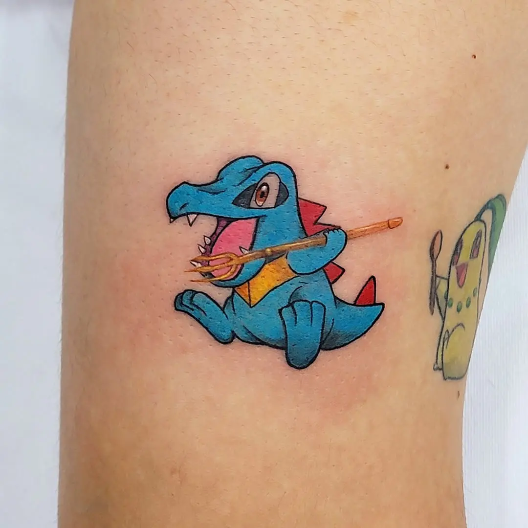 Whimsical Croconaw Fork Tattoo Design