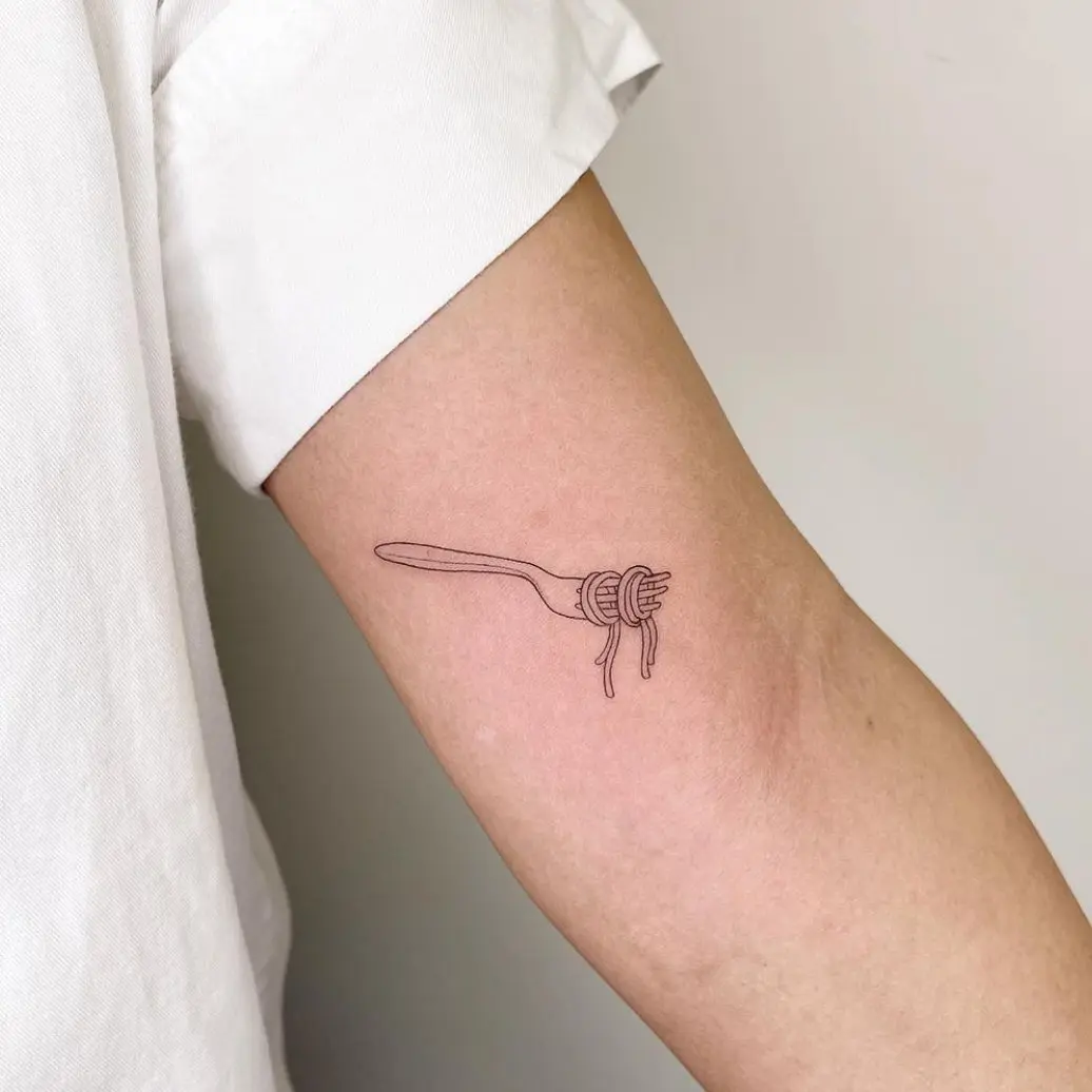 Stylish minimalist fork tattoo design