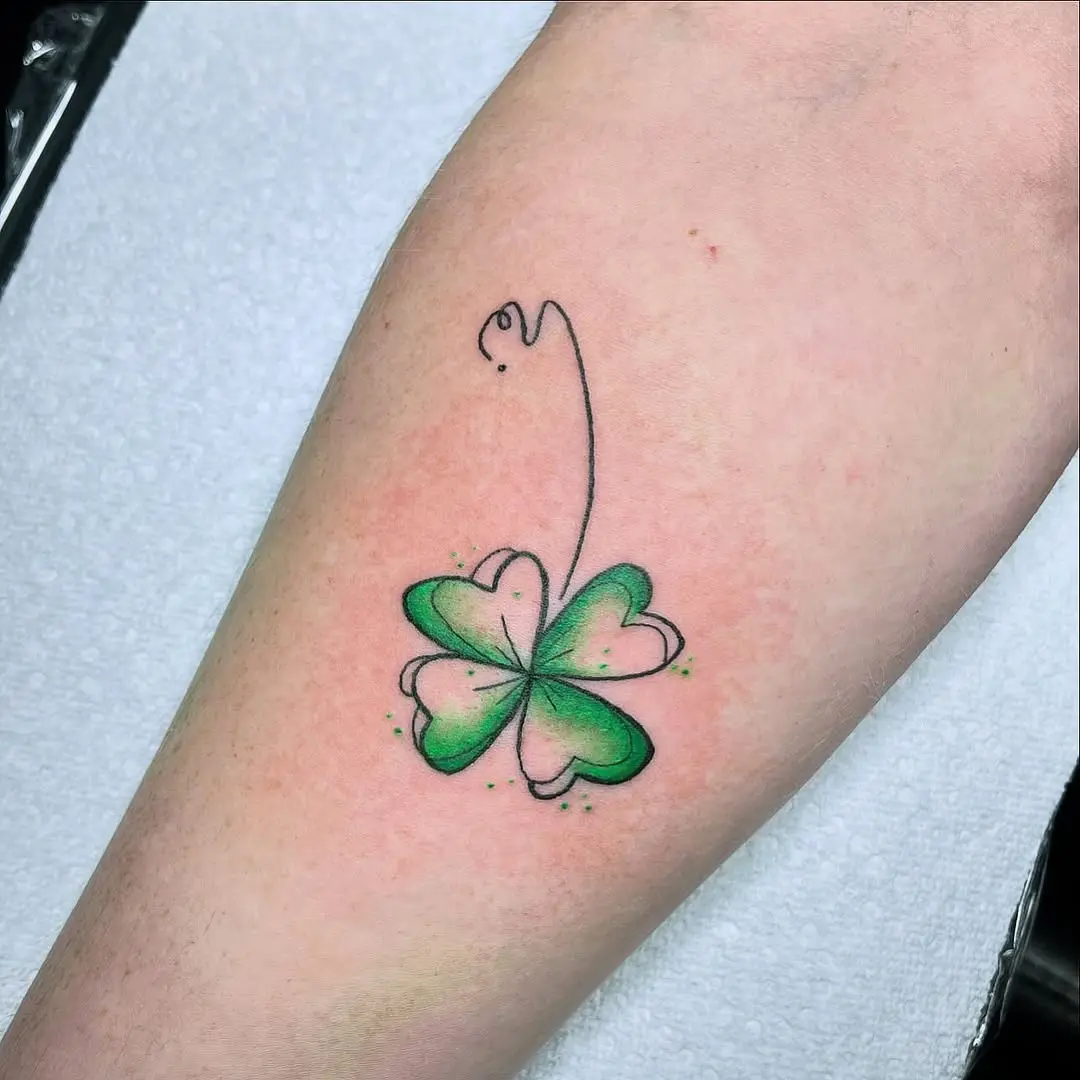 Stunning Four Leaf Clover Tattoo Design