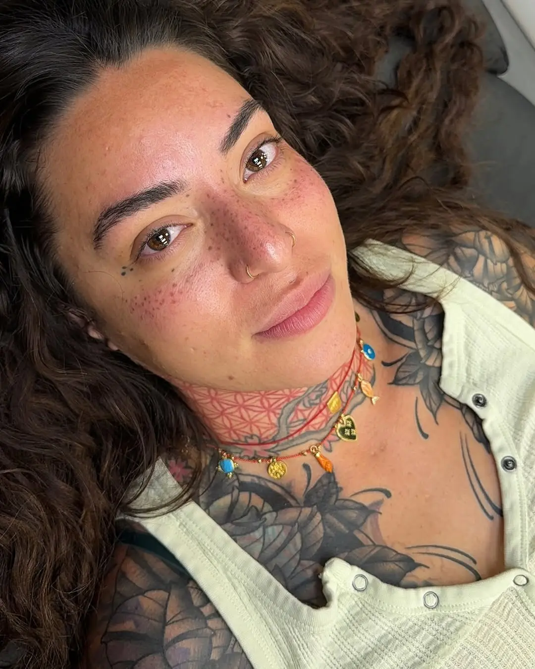 Natural freckle tattoo look on a model
