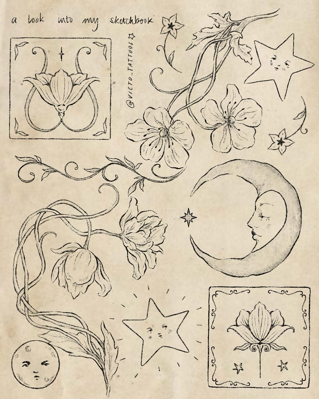 Elegant Art Nouveau Tattoo Sketch Designs