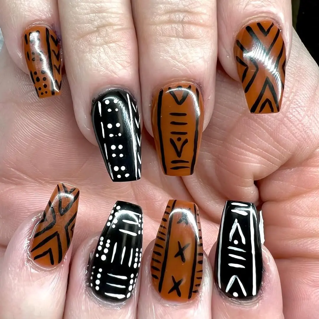 Trendy Aztec-inspired Nail Art Design