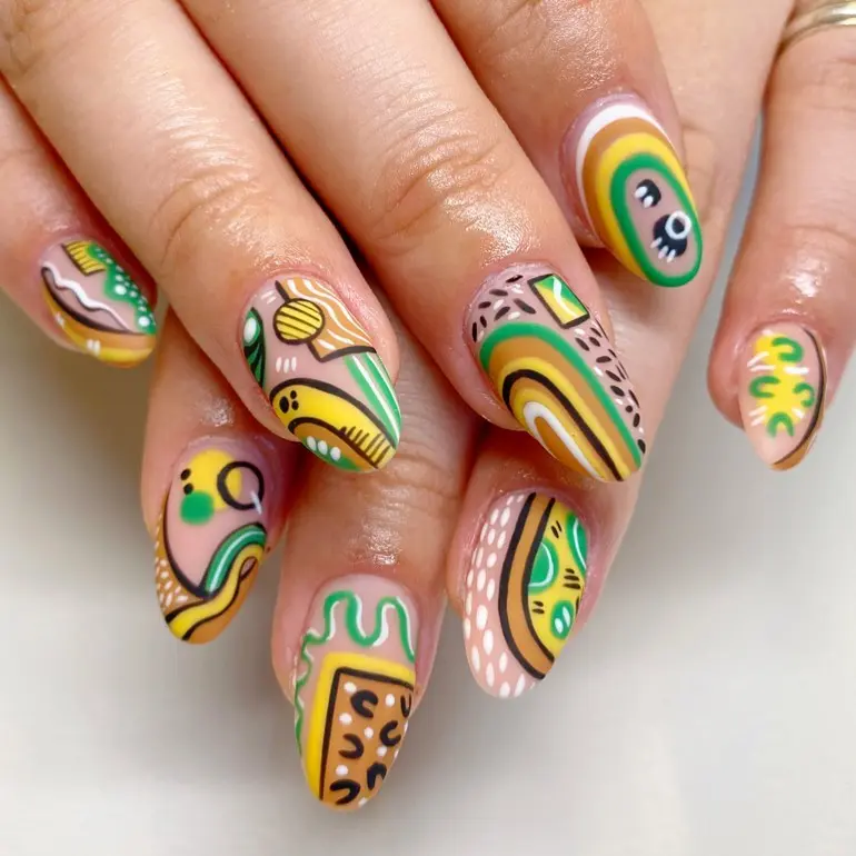 Vibrant Aztec-Inspired Nail Art Design
