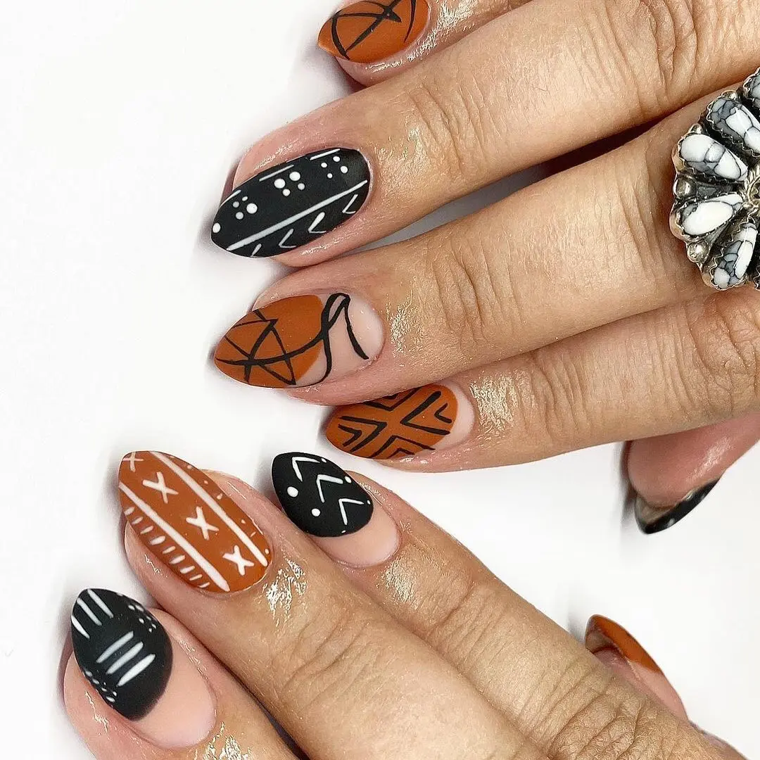 Stylish Aztec-Inspired Nail Art Design