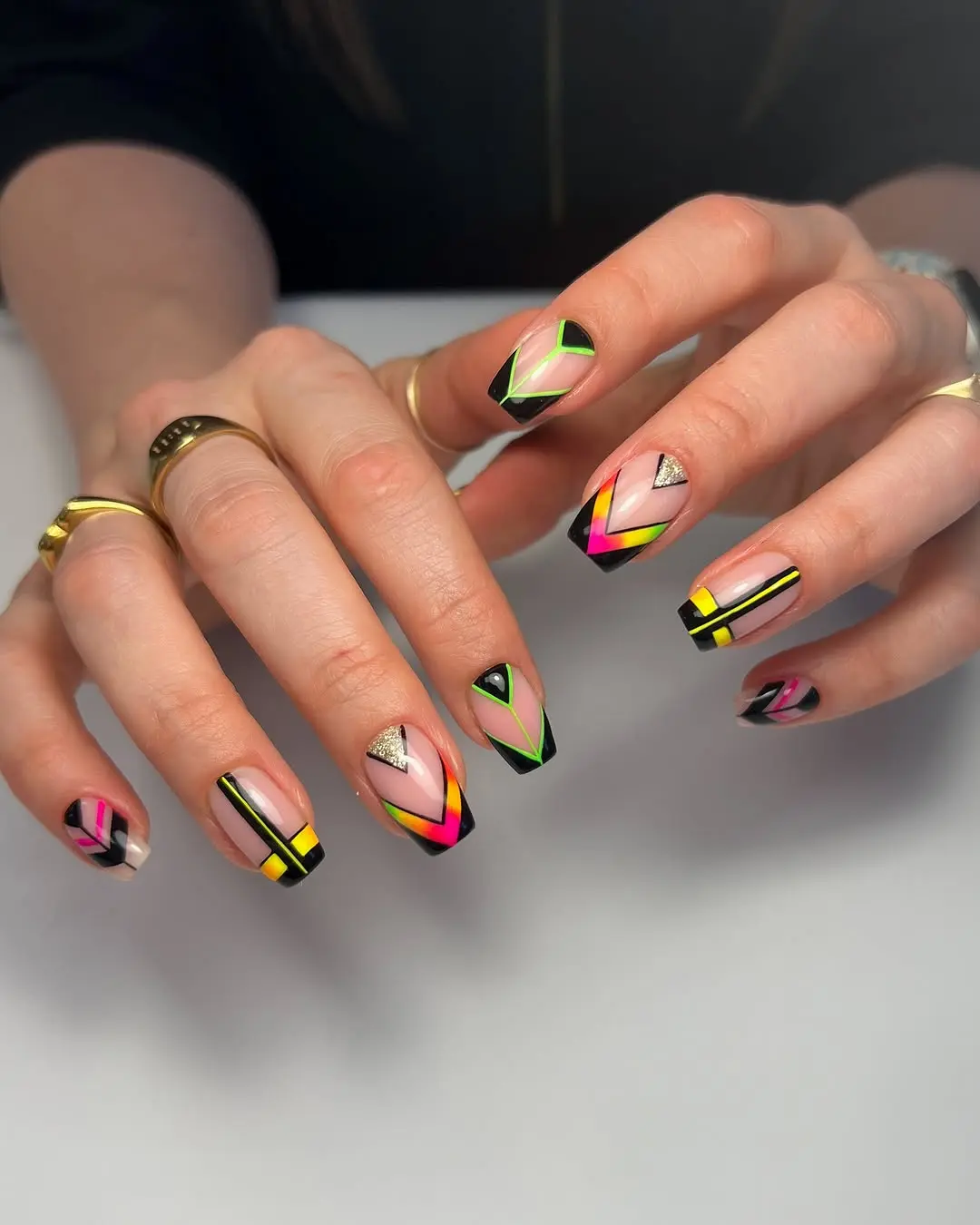 Stylish Aztec-inspired geometric nail design