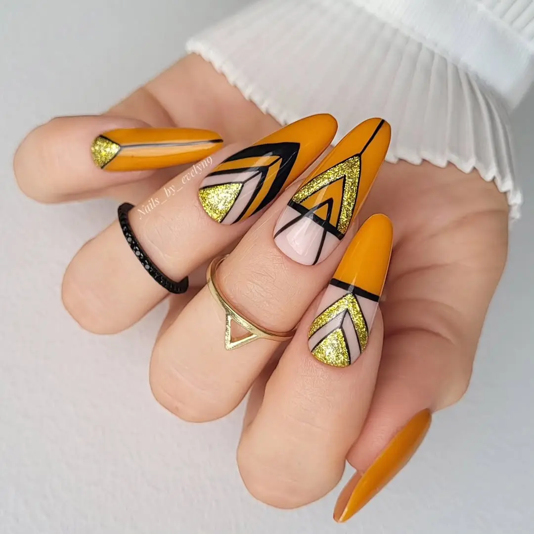 Bright geometric design for stunning nails