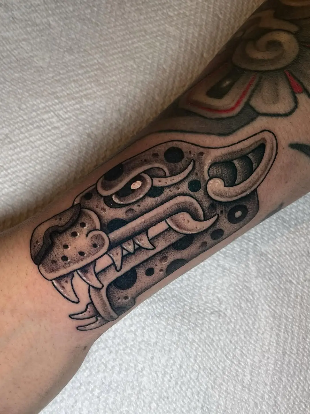 Intricate Aztec Crocodile Tattoo Design