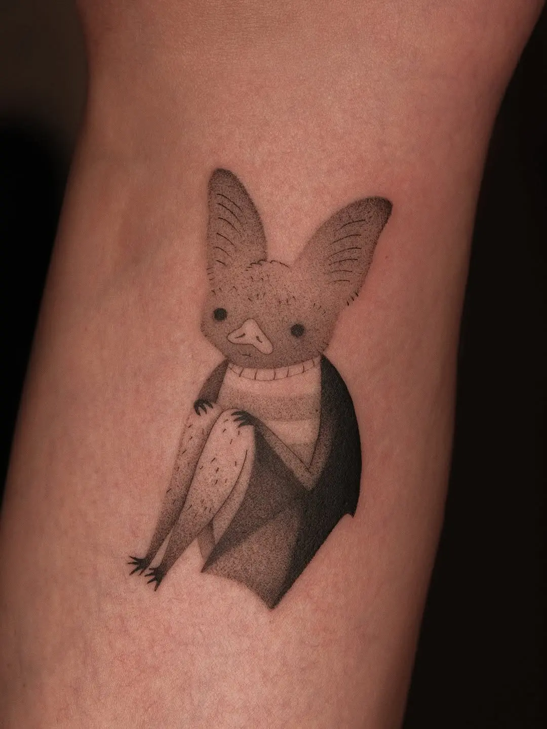 Charming Dotwork Bat Tattoo Design